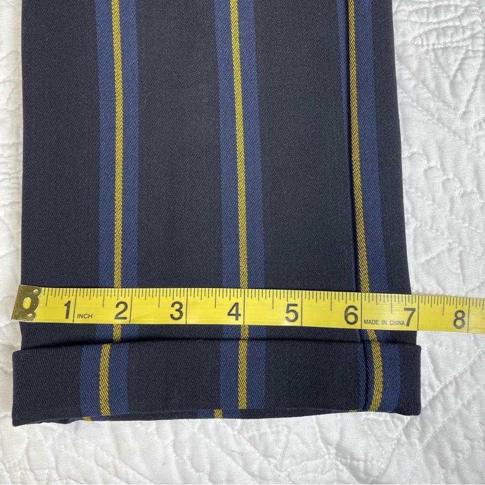 Ann Taylor Loft Petite Striped Cuffed Belted Trousers New With Tag 8P Black Navy - Picture 14 of 14